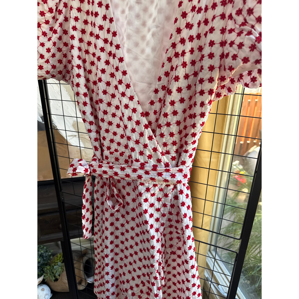Draper James RSVP Red and White Floral Embroidered Wrap Dress - Picture 4 of 4